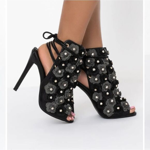 AKIRA JULIANA FLORAL PEEP TOE BOOTIE,NIB - Picture 3 of 7